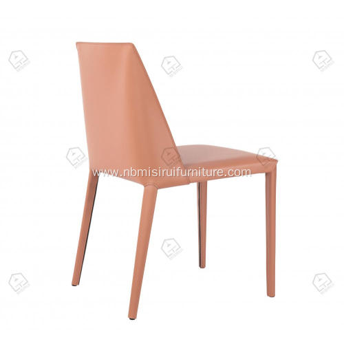 Orange saddle leather high density foam dining chairs